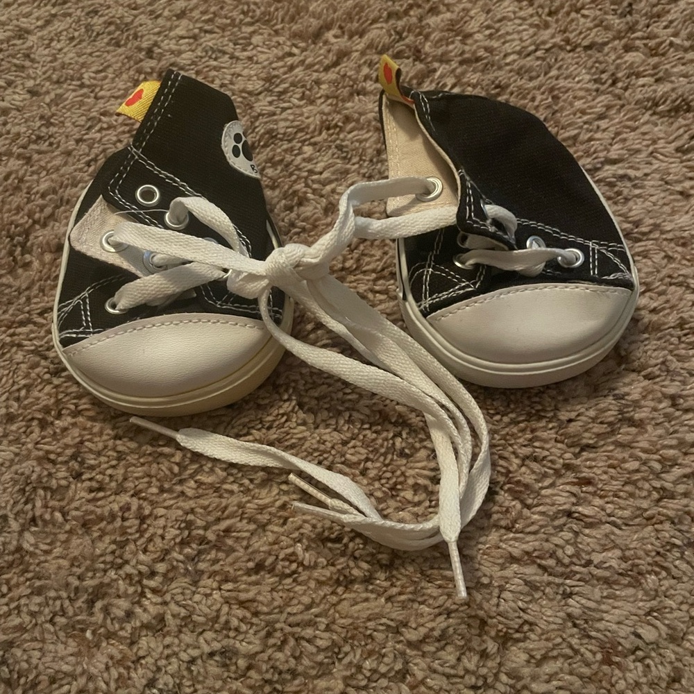 Build a Bear Black & White Canvas Hi Top Sneakers